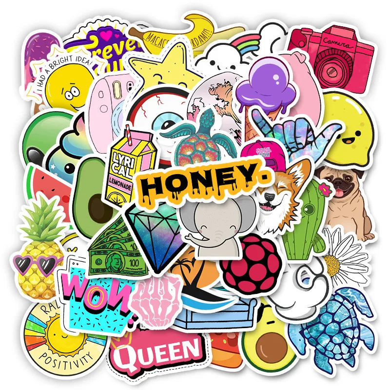 

50 PCS Cartoon Graffiti honey Sunshine Stickers For Kid Toy Waterproof Sticker to DIY trunk Laptop Bicycle Helmet Car Decals