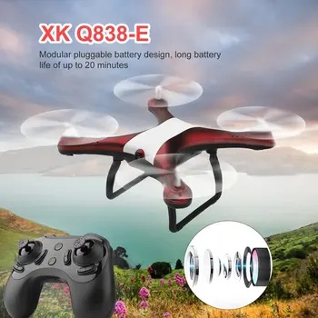 

XK Q838-E WIFI FPV With 2MP HD Camera High Hold Mode Foldable Arm 360 Degree Roll Following RC Quadcopter RTF WIFI Drones