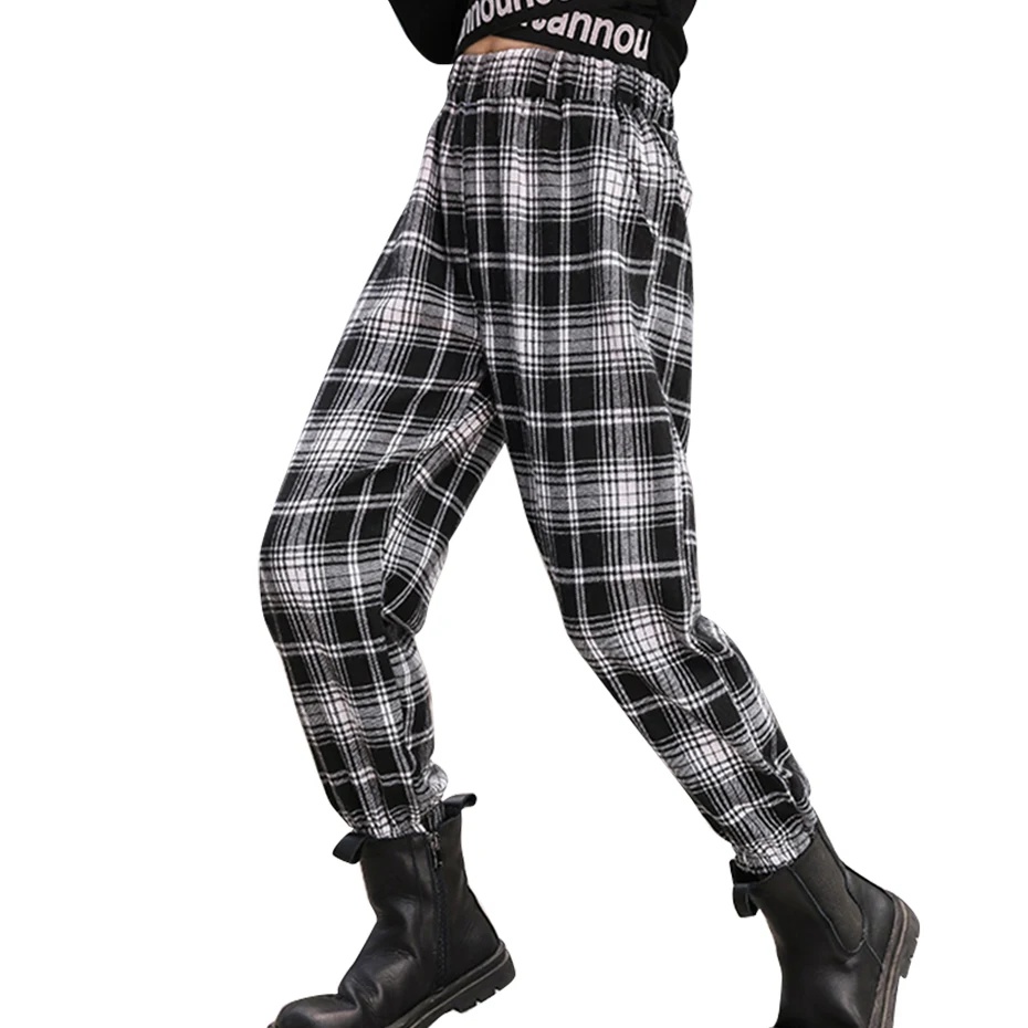 Cargo Pants Girls Casual Trousers Plaid Pattern Pant Children Spring Autumn Kids Clothes 5 7 9 11 13 Years | Детская одежда и