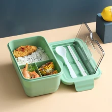 1100ml pojemnik na Lunch do mikrofali przenośny 2-warstwa pojemnik na jedzenie zdrowe pojemnik na Lunch Bento pojemnik na Lunch z sztućce tanie tanio CN (pochodzenie)