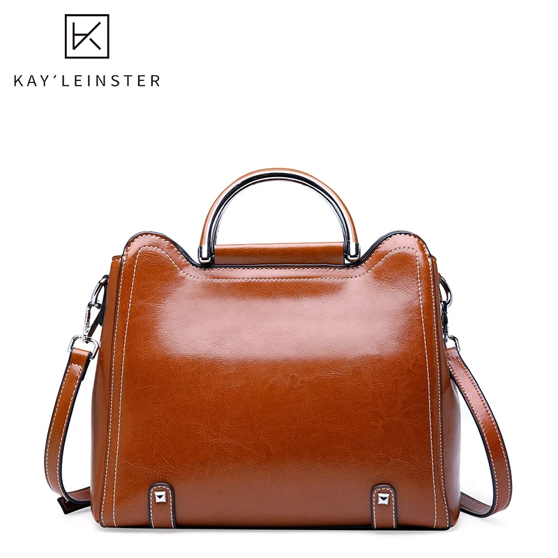 

100% Genuine Leather Women Handbag Soild Color Fashion Designer Female Crossbody Bags Oil Wax Leather Famous Brand Ladies Bags