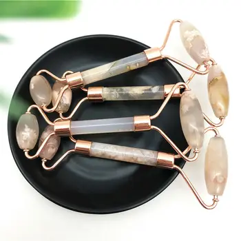 

1PC Natural Cherry Blossom Agate Massage Roller Stone Face Massage Tool Gemstone Natural Stones and Minerals