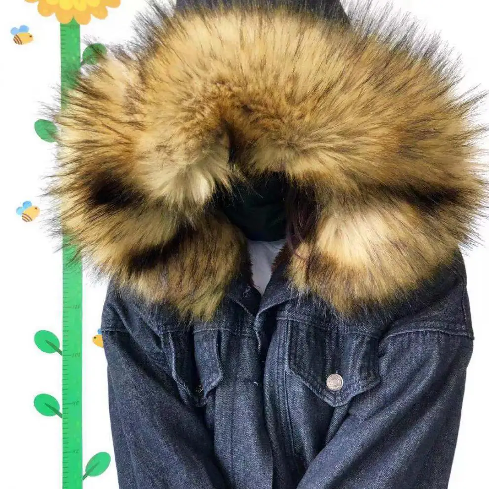 NEWDISCVRY, большой меховой воротник, женская джинсовая куртка, зима, вельветовое плотное Женское пальто, локомотив, овечья шерсть, женское короткое пальто - Цвет: dark grey