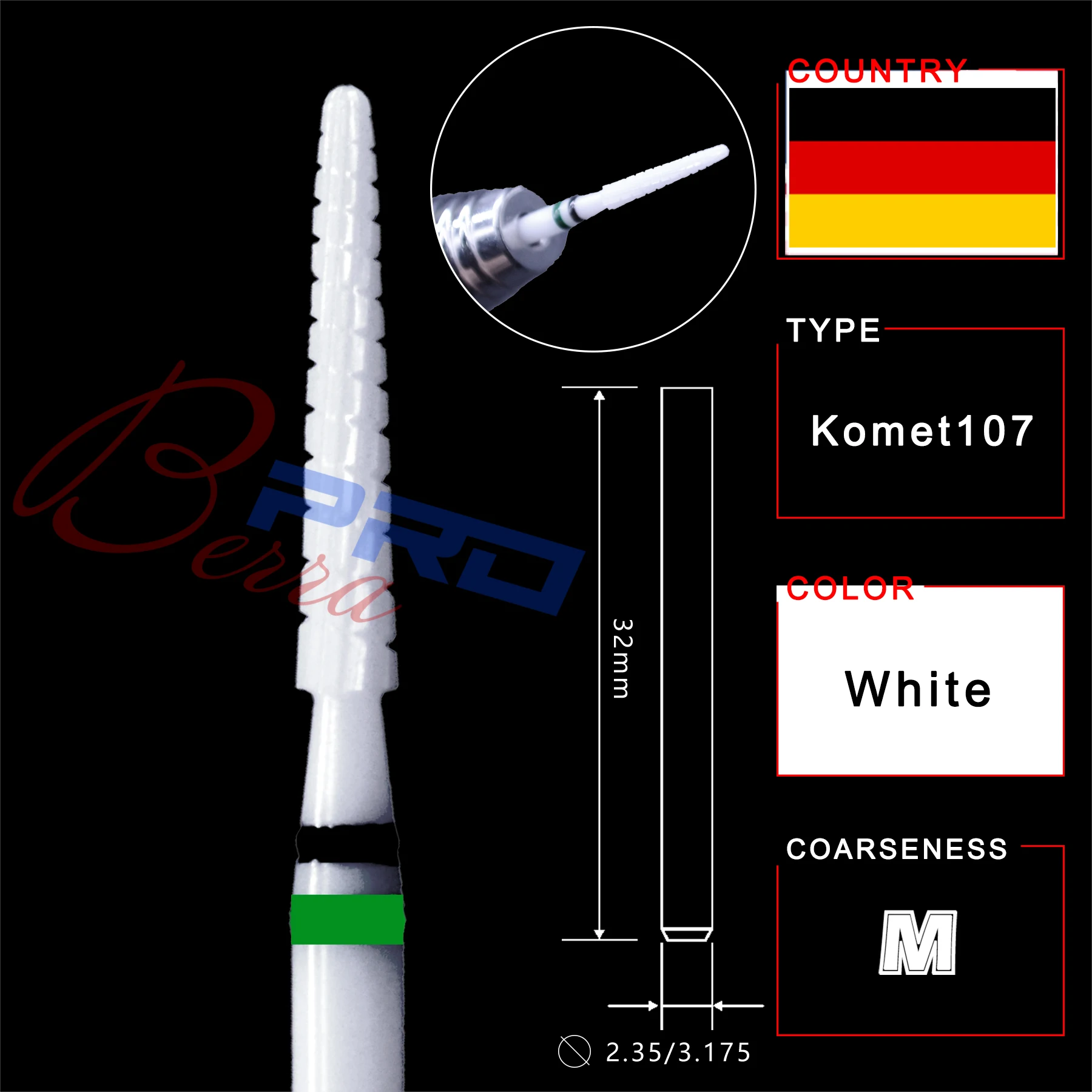 

Proberra Made in German Cuticle Clean Cutter edge dead skin remove korea komet Nail drill bit