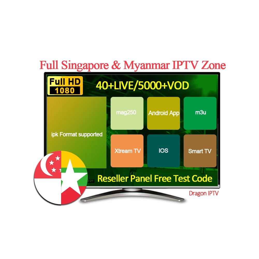 IPTV Full Singapore and Myanmar Smart TV M3U Box Subscription Zone 40+LIVE/5000+VOD TTV BOX | Электроника