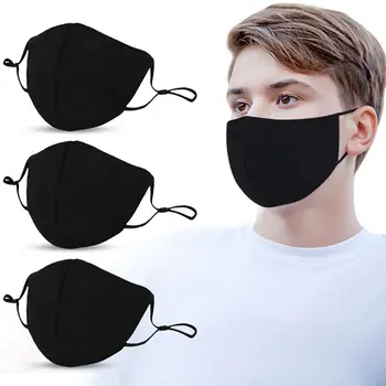 

10Pcs Adult Black Mouth Mask Adjustable Outdoor Face Masks Dust Proof PM2.5 Mask Cotton Mouth Mask Washable Reusable