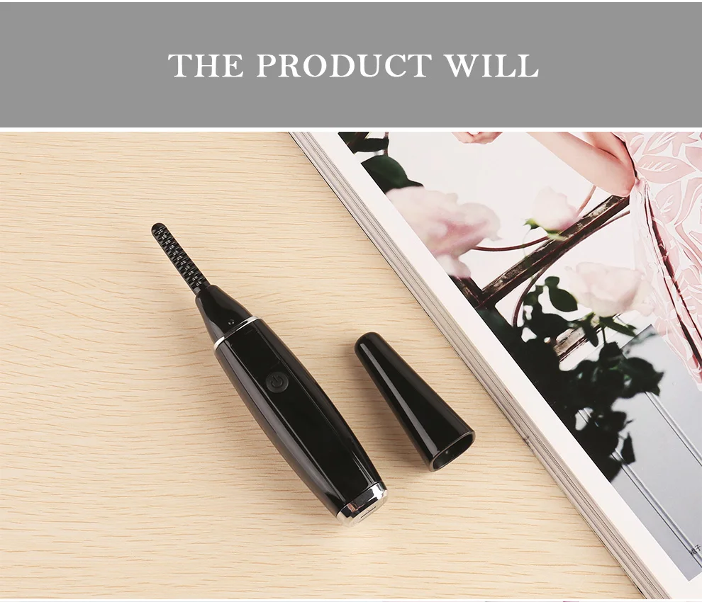 Electric Heating Eyelash Curling Tool USB Smart Digital Display Long-Lasting Styling Anti-Scalding Eyelash Curler Black