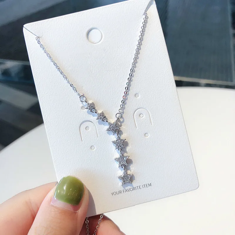 

New Fashion Micro Inlaid Zircon Star Clavicle Chain Five-pointed Star Pendant Short Necklace Chain Simple Creative Jewelry