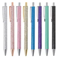 Stylo à bille de luxe en métal brillant, 1.0mm, à paillettes, flux d'huile, fournitures de bureau, papeterie scolaire, livraison directe
