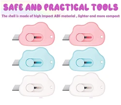 Mini couteaux utilitaires en forme de nuage, coupe boîte Portable, ouvre lettre rétractable, découpeur d'enveloppe en papier avec trou pour porte clés 