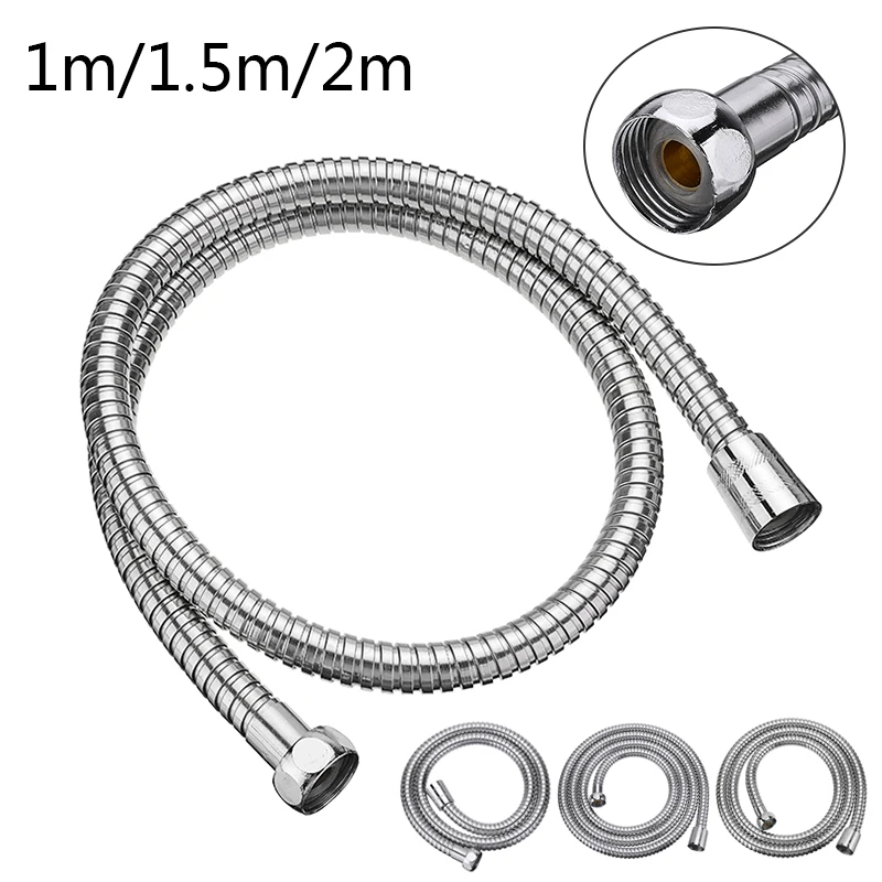 Stainless Steel Bathroom Flexible Shower Hose Water Head Pipe G1/2 Thread 1m 