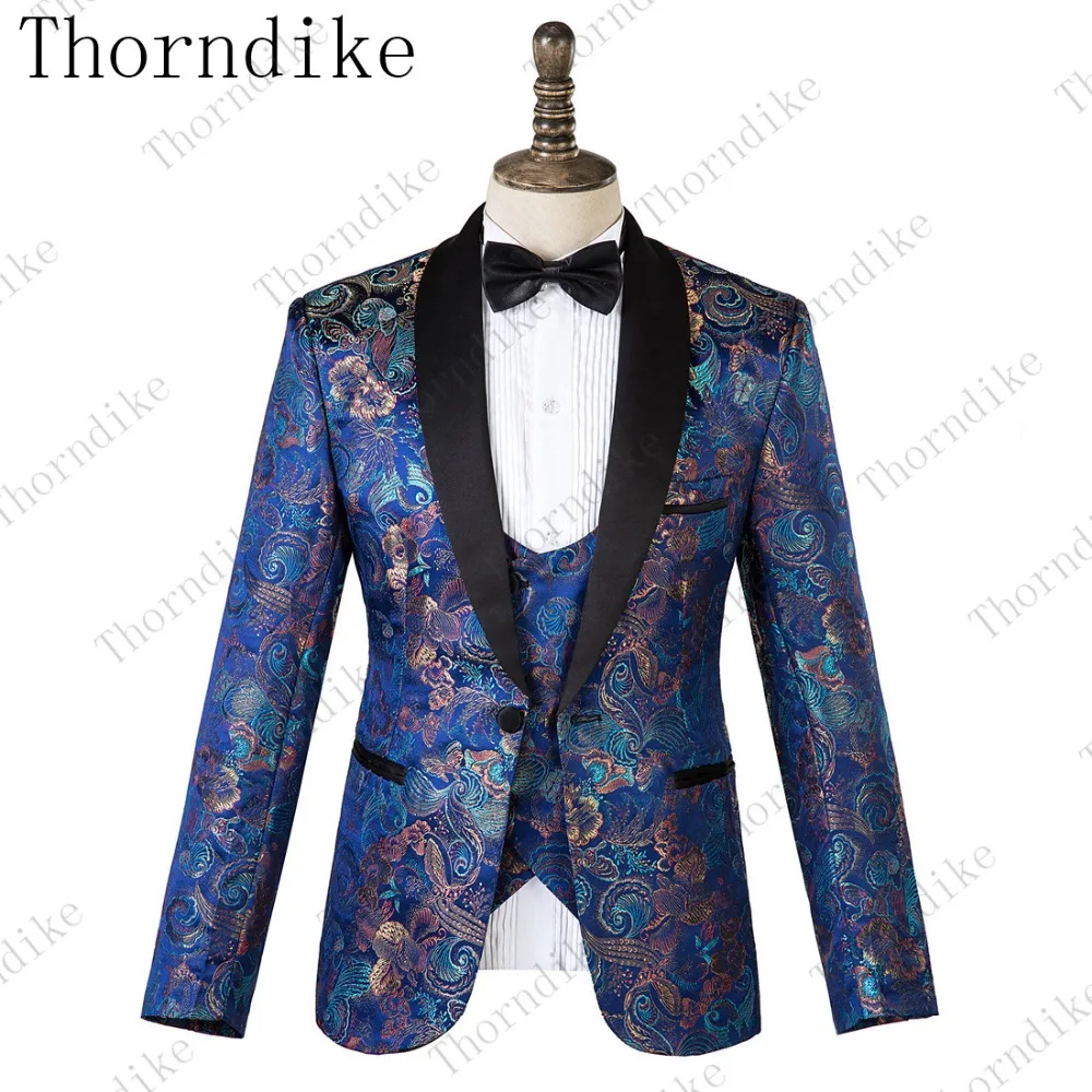Thorndike Нежные мужские облегающие костюмы с рисунком Ambilight Новые мужские куртки+ брюки+ жилет 3 шт. Высокое качество Мужские Умные повседневные Костюмы