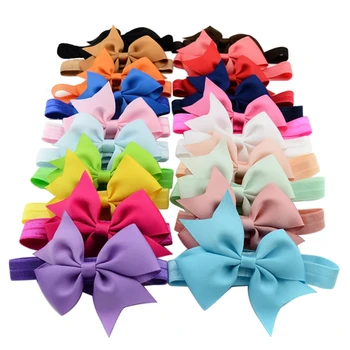 

2020 New 10Pcs Baby Girl Grosgrain Ribbon Bow Elastic Headband Hairband Accessories Color Random delivery
