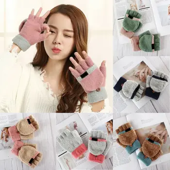 

Women Winter Wrist Warm Knitted Fingerless Half Finger Fashion Gloves Mittens