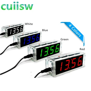 

4-digit DIY Digital LED Clock Kit Light Control Temperature Date Time Display with Transparent Case Timer DIY Kit