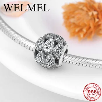 

2018 Hollow 925 Sterling Silver Water drop CZ beads Fit Original Pandora Charm Bracelet Jewelry making