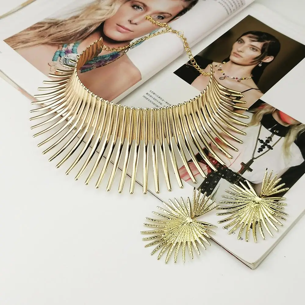 MANILAI African Jewelry Sets For Women Gold Color Indian Statement Necklaces Set With Earrings Jewelry Metal Torques Punk Choker - Image 5