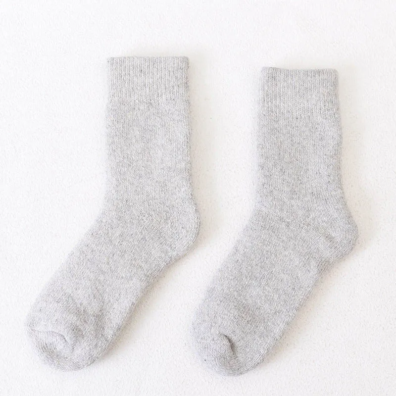 Light grey women Высокое качество, популярные мужские шерстяные зимние носки для холодной погоды, одноцветные носки для снежной погоды, 1 пара, супер толстые теплые носки для женщин и мужчин - Цвет: Light grey women