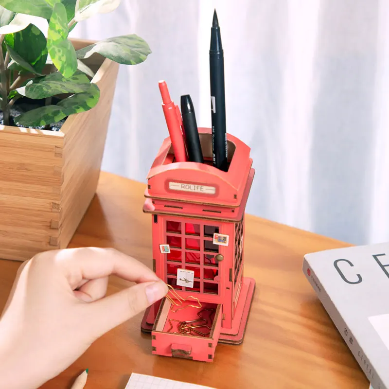 Rolife DIY Телефон Модель будки домашний декор из дерева ящик для поделок для детей девочек