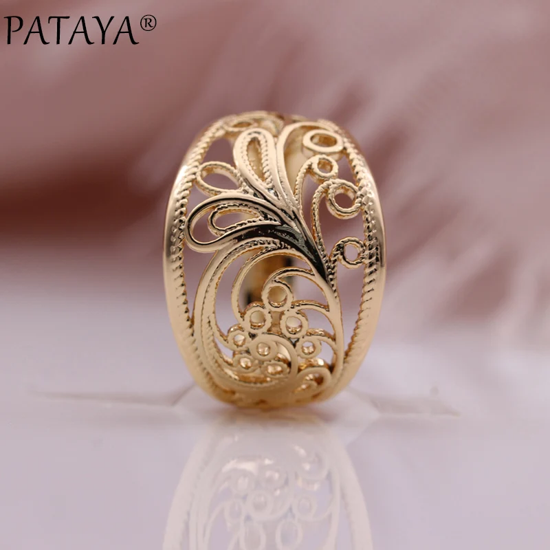 PATAYA New 585 Rose Gold Hollow Rings Women Romantic Wedding Unusual Fashion Jewelry Party Gift Engagement Trendy Unique Rings - Image 2