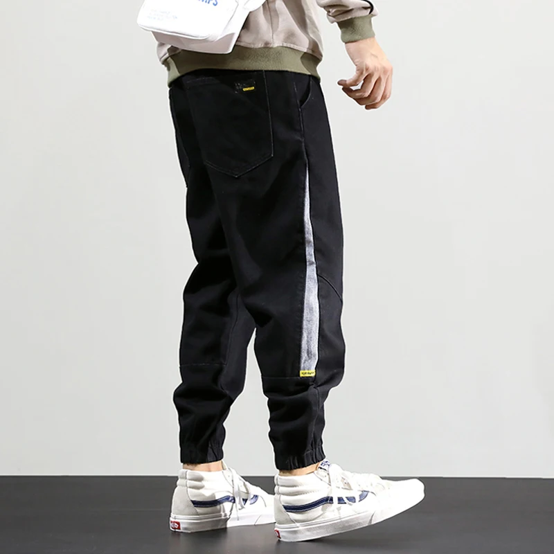 

Fashion Streetwear Men Jeans Black Loose Fit Spliced Designer Harem Pants Big Size 28-42 Korean Style Hip Hop Jeans Men Joggers