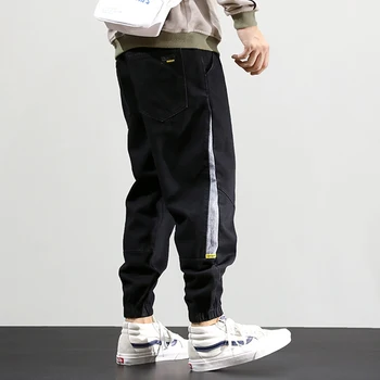 

Fashion Streetwear Men Jeans Black Loose Fit Spliced Designer Harem Pants Big Size 28-42 Korean Style Hip Hop Jeans Men Joggers