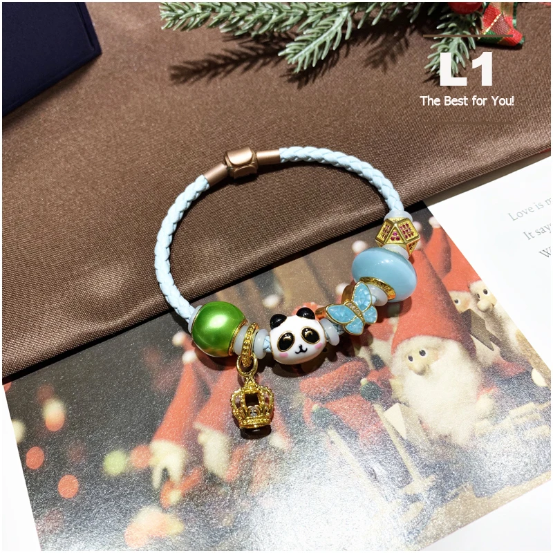 L1 ювелирные изделия с короной Charmblue бабочка лечение панда синий Beadschristmas подарок вставка циркон браслет для детей маленькая девочка