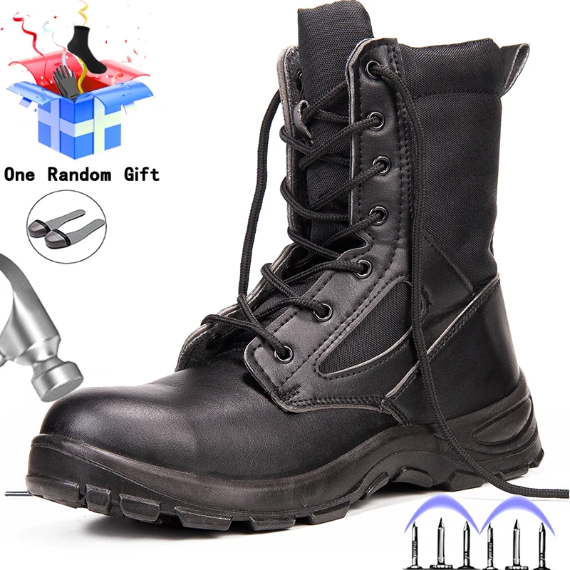 Men's Boots Safety Shoes Men Steel Toe Shoes Winter Boots Men Puncture-Proof Work Shoes Plush Warm Work Safety Boots Male Shoes