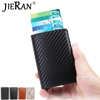 

New Men Credit Card Holder RFID Blocking PU Leather Automatic Business Phone Card Holder Aluminum Metal Wallet Purse for Cards