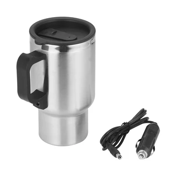 

ALLOMN 450ML Stainless Steel Cup Kettle Travel Coffee Mug Portable Electric Car Water Keep Warmer Kettle + Cigar Lighter Cable