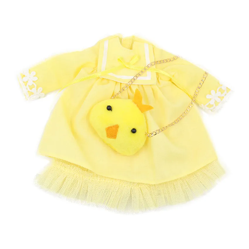 Одежда для кукол Blyth милое розовое и желтое платье сумка курицы кружевная милая