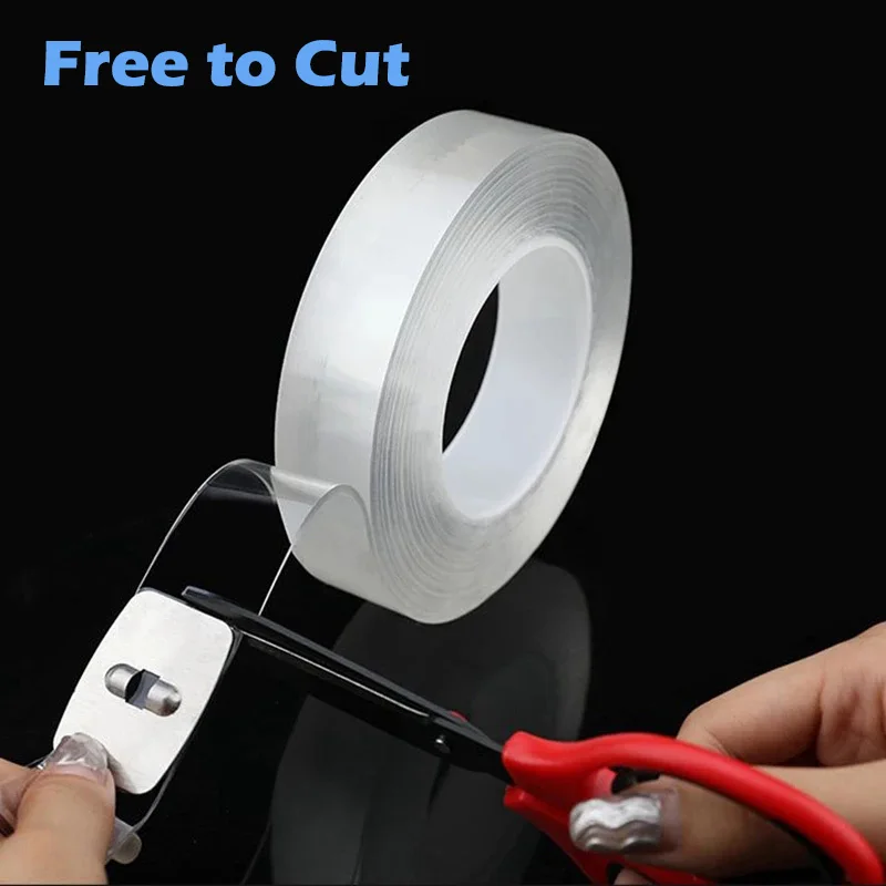 Transparent Double Sided Nano Tape Waterproof Wall Stickers Reusable Heat Resistant Traceless Self Adhesive Tape Strong Bathroom