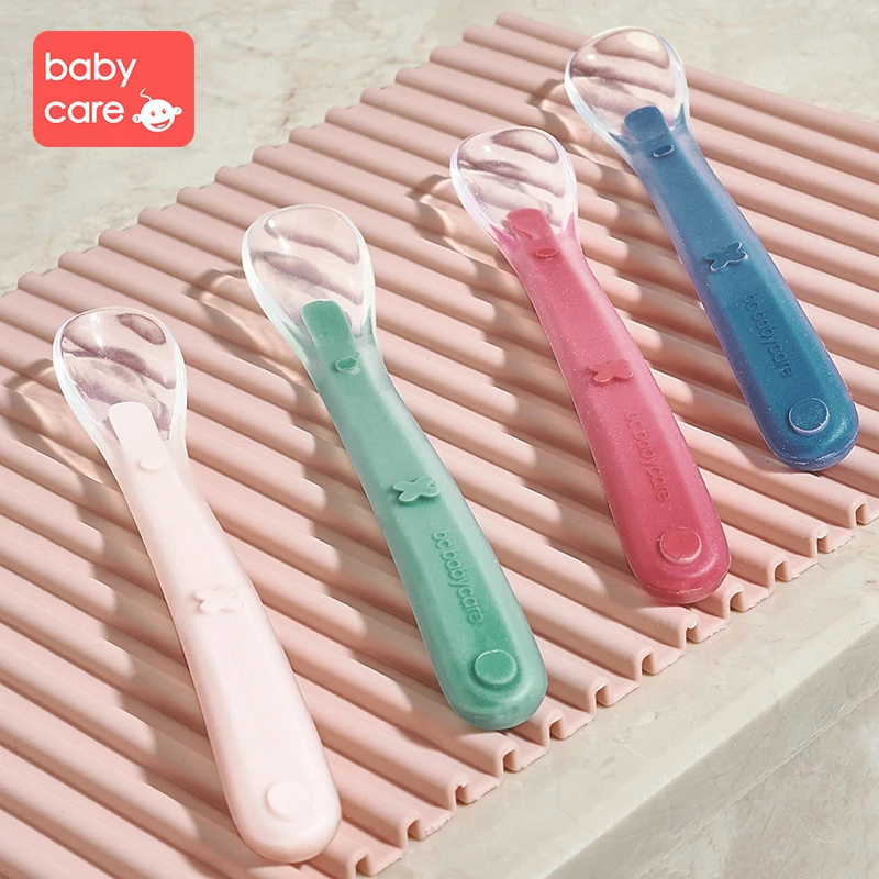 Babycare 2 шт. Набор детских ложек для новорожденных силиконовая Мягкая ложка для детей обучающая вода пищевые добавки ложка