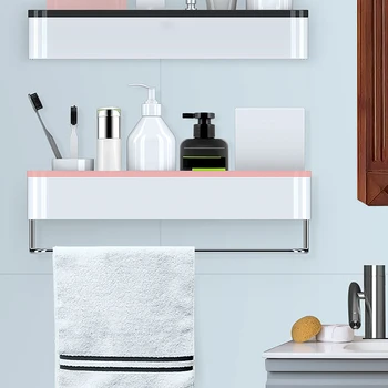 

Bathroom Storage Shelf & Rack Waterproof Floating Shelf Home Decoration Kitchen Accessories Free Punching Wall Hanging