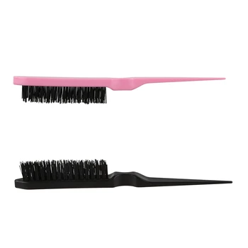 

2Pcs Pro Salon Hairdressing Teasing Back Hair Combing Brush Slim Line Styling Comb - Black & Pink
