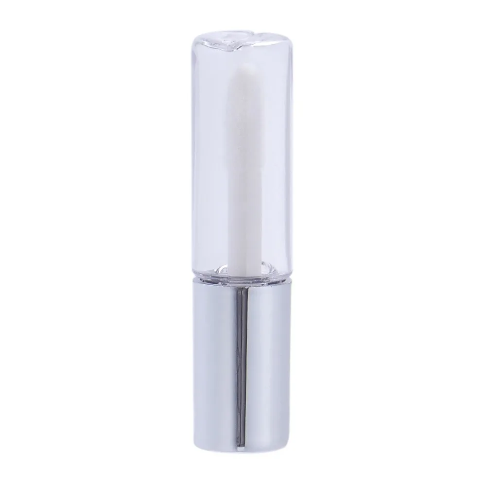 1,2 мл пустой прозрачный PE блеск для губ тюбики пластиковый бальзам для губ тюбик губная помада мини образец косметики контейнер с крышкой - Цвет: Серебристый