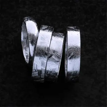 

Genuine Natural Gibeon Iron Meteorite Fashion Ring Silver Plated Jewelry Wedding Rings Women Men Size 6 7 8 9 10 11 12 AAAAA