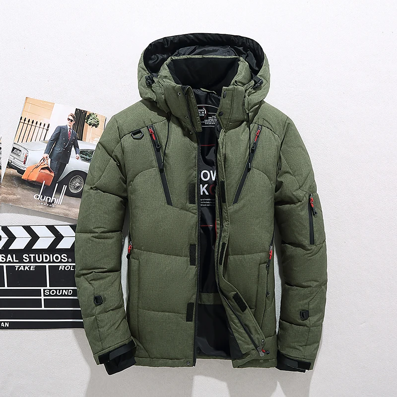 down coat Men Down High Quality Thick Warm Winter Jacket Hooded Thicken Duck Down Parka Coat Casual Slim Overcoat With Many Pockets Mens packable down jacket