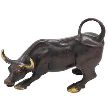 

Brass Ox Wall Street Bull Figurine Charging Stock Market BullStatue Feng Shui Sculpture Home Office Decoration Gift A698