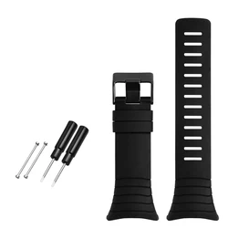 Enhanced Silicone Watch Band - Durable Rubber Strap Wristband with Free Tools (25mm) (Black black buckle)