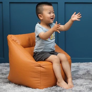 

Ottoman kid lounger Baby Kids Leather Sofa with Filler Single Lazy Sofa Chair Children Corner Bean Bag Sofa Floor Seat Pouf