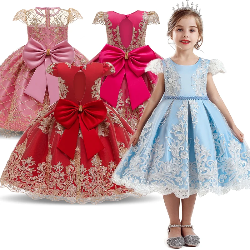 Детские платья для девочек; элегантное платье принцессы с цветочным узором для девочек; свадебное платье; детская одежда для рождественской вечеринки