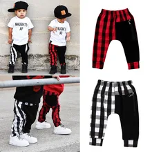 Детские штаны; брюки для маленьких мальчиков; модные длинные штаны в клетку с карманами на молнии