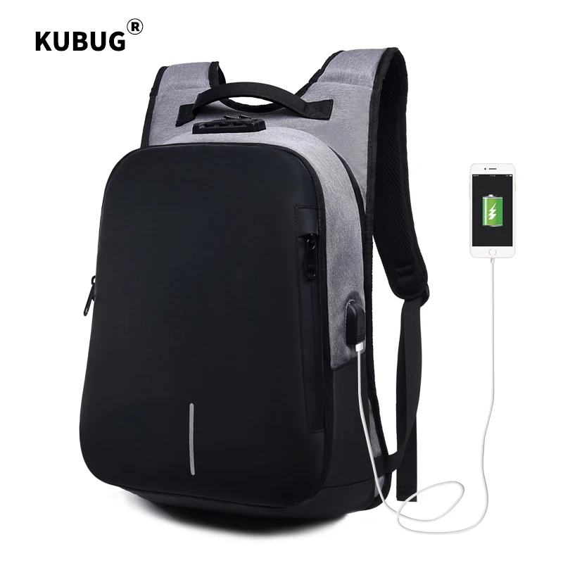 

KUBUG 15.6 inch Laptop Backpack Waterproof Travel Mochila Bag Customs Lock Anti-thief USB Charge Business Bagpack