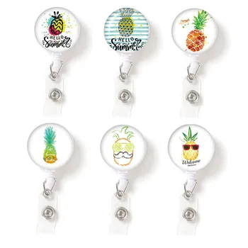 

Newest Cute Pineapple Nurse/Doctor Badge Reel Badge Holder Clip Retractable ID Badge Holder With 360 Rotating Alligator Clip