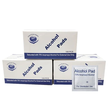 

100pcs/box Disposable Alcohol Disinfection Cotton Wipe Alcohol Tablets Disinfection Paper Emergency Cleaning Supplies