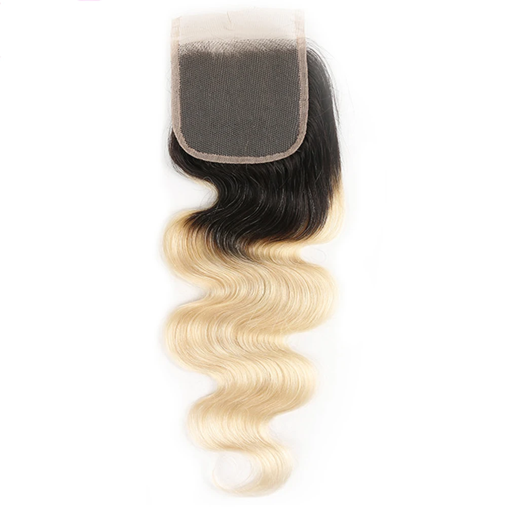 Бразильские волнистые кружева 4x4 блонд 1B 613 Ombre Цвет Remy человеческие синтетические волосы с детскими волосами Euphoria шиньон