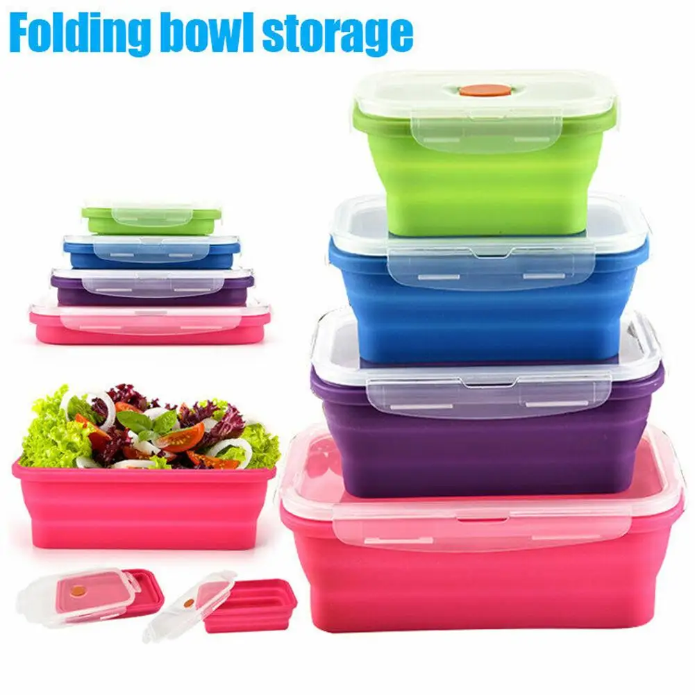 

350/540/800/1200ml Silicone Foldable Lunch Box Bento Box Bowl Food Container Salad Storage Container Kitchen Accessories
