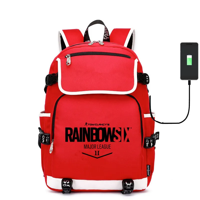 B Игра Rainbow Six Siege школьные сумки из холщовой ткани, рюкзаки зарядка через usb сумка для ноутбука дорожная сумка рюкзак для подростков - Цвет: B