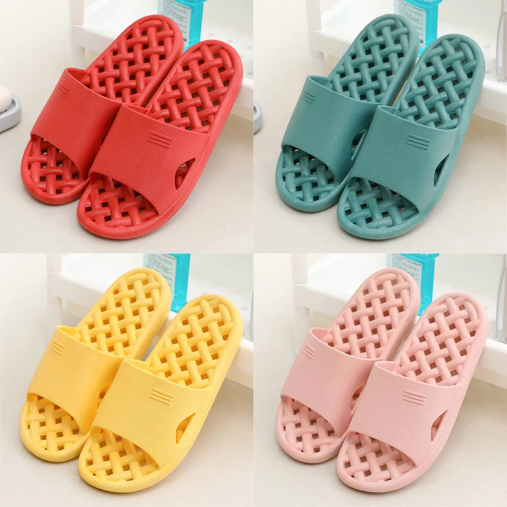 

4 Colors Flat Bath Slippers Non-slip Summer Shower Sandals Indoor Outdoor Slipper Soft Slip-on Pool Shoes #es